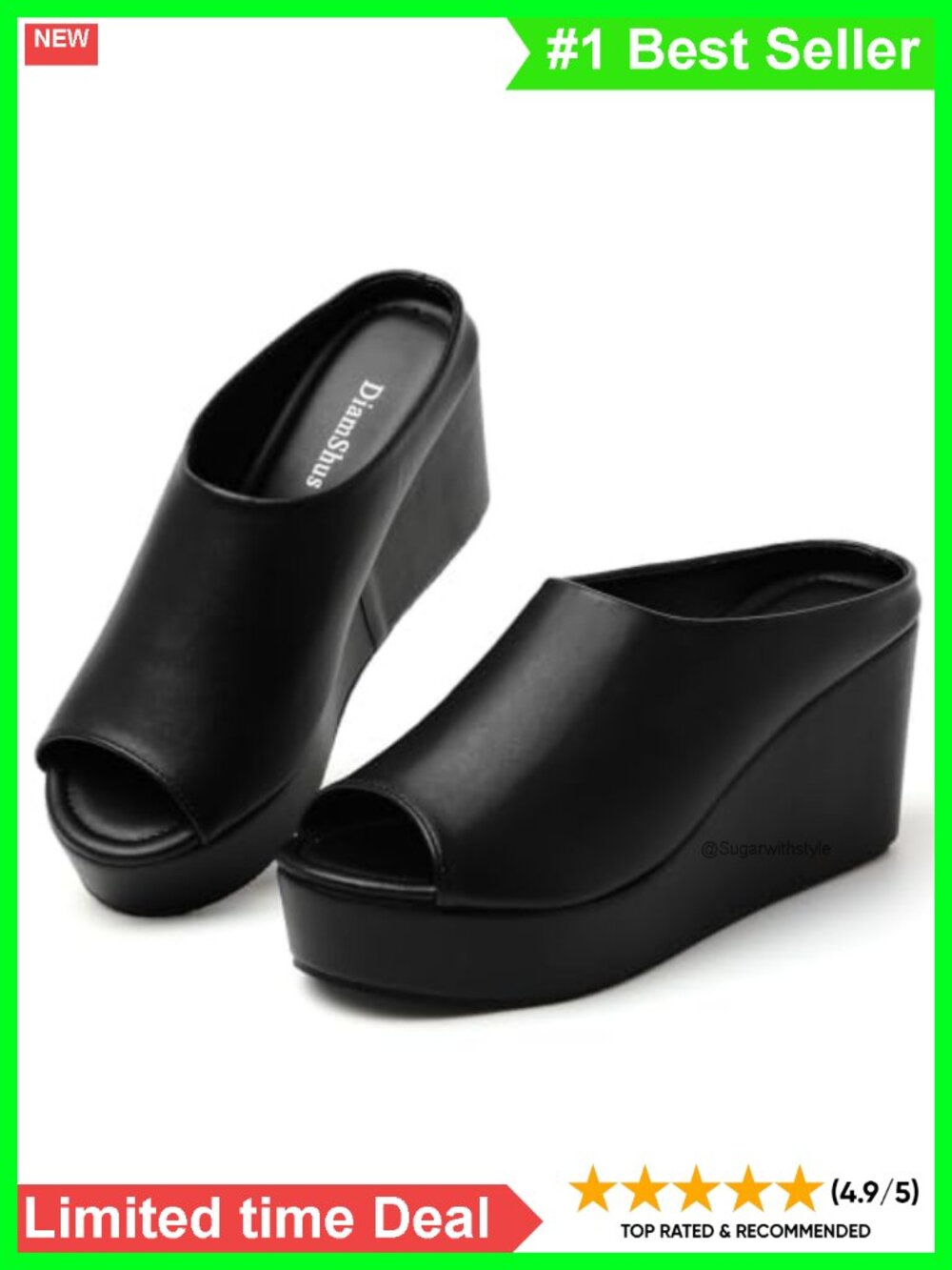 Orthopedic Leather Wedge Sandals Open Toe Slip On Comfortable Platform